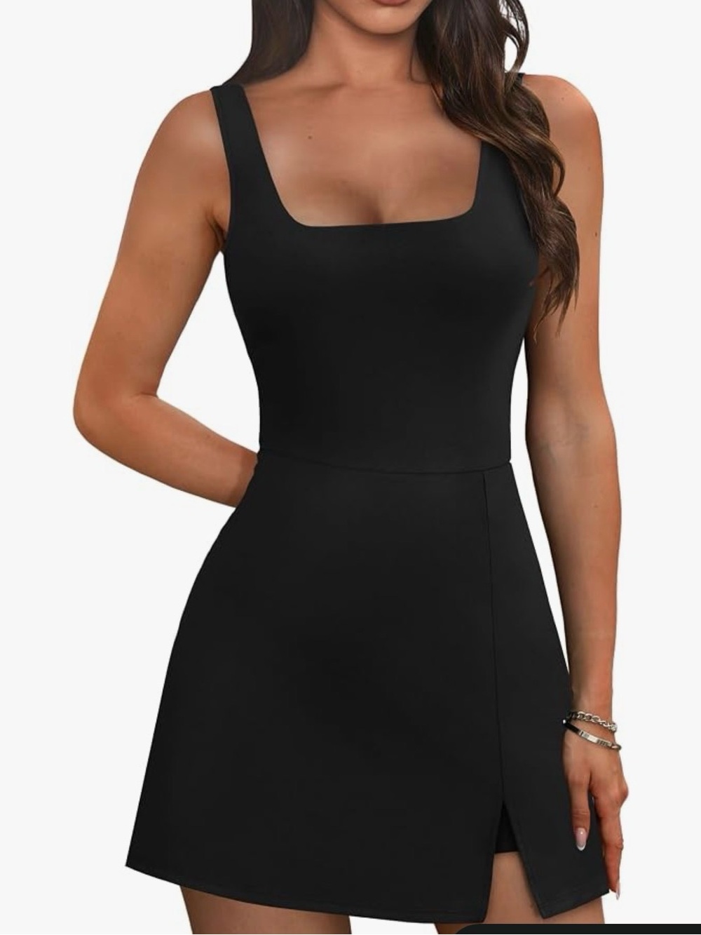 Sleeveless Black Mini Dress with Scoop Neck